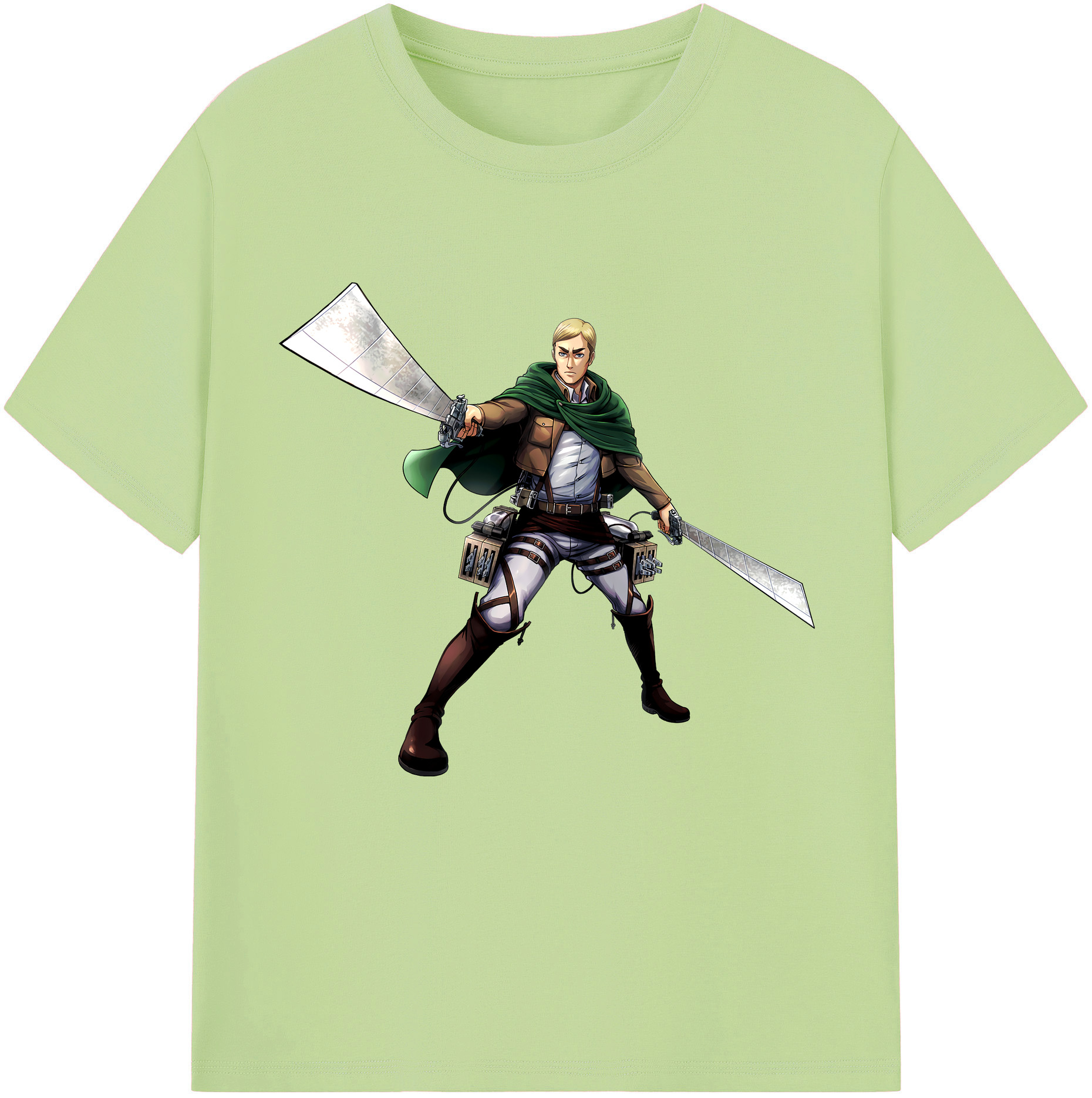 （画像用） 進撃の巨人 エルヴィン・スミス Attack on Titan Erwin Smith 綿100％半袖Tシャツ（フロントプリント）